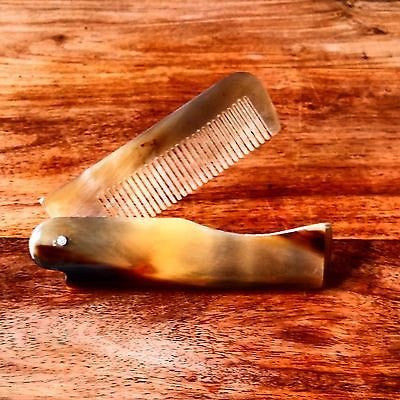 Hand Carved Ox Horn Folding Moustache & Beard Comb by Revered Beard. A ...